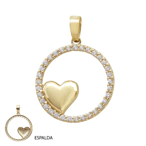 [5531] 15MM ROUND AND HEART PENDANT WITH CZ.