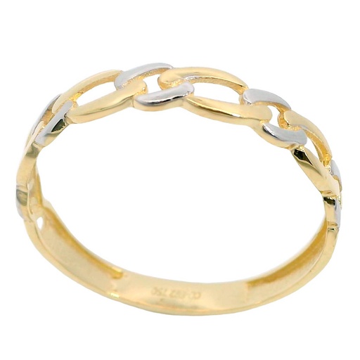 [5870] TWO TONE GOLD LINKS RING.