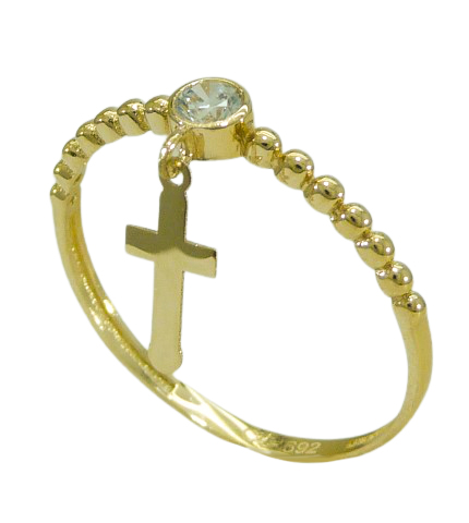 [4056] BEZEL CZ AND CROSS RING.