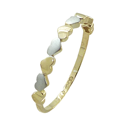 [3873] TWO TONE GOLD HEARTS RING.