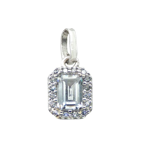 [5542] 11x17MM SQUARE WHITE GOLD PENDANT WITH CZ.