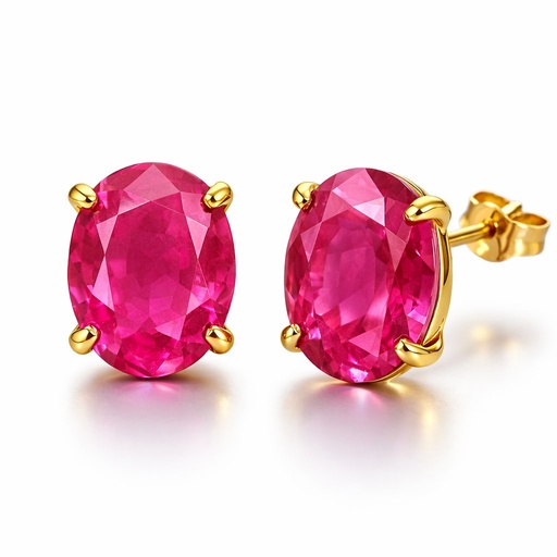 [5046R] PENDIENTES OVAL 10x8MM COLOR RUBI PRESION