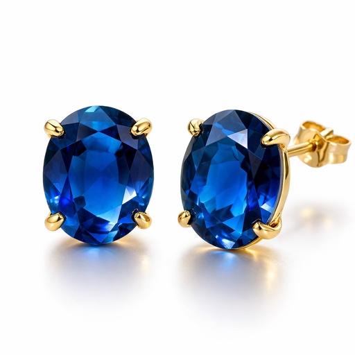 [5046Z] PENDIENTES PIEDRA OVAL 10x8MM COLOR ZAFIRO.