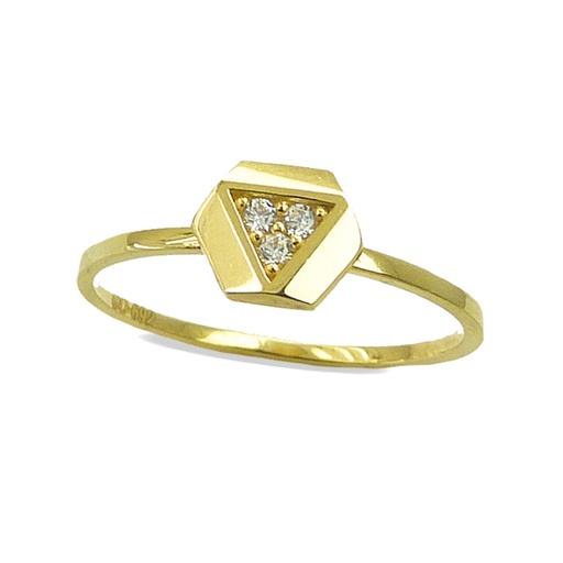 [4375] SORTIJA FORMA HEXAGONAL Y CIRCONITAS