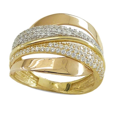 [4583] TRI-COLOR GOLD RING WITH CZ.