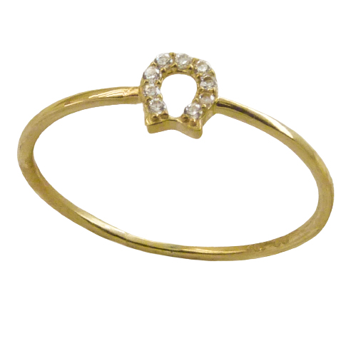 [4518] HORSESHOE RING WITH CZ.