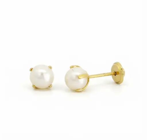 [7853] 3MM SHELL PEARL STUD EARRINGS.SCREW BACK.