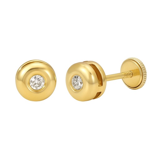 [B4127] 5'5MM BEZEL SET DIAMOND STUD EARRINGS.1'7MM DIAMONDS H-SI 0.04 CT TW.