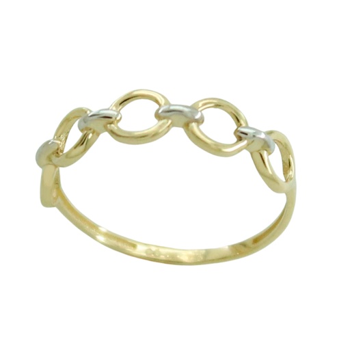 [5767] TWO TONE GOLD LINKS RING.