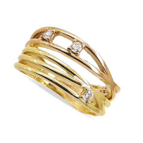 [4722] TWO TONE GOLD RING WITH CZ.