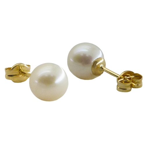 [6849] PENDIENTES PERLA ESFERICA DE 7/8MM.PRESION. Perla Cultivada