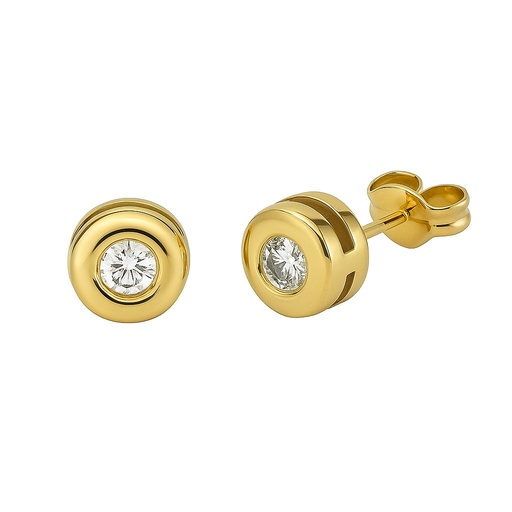 [B4129/0.22] 6'5MM BEZEL SET STUD EARRINGS.3MM DIAMONDS H-SI.0.22 CT TW