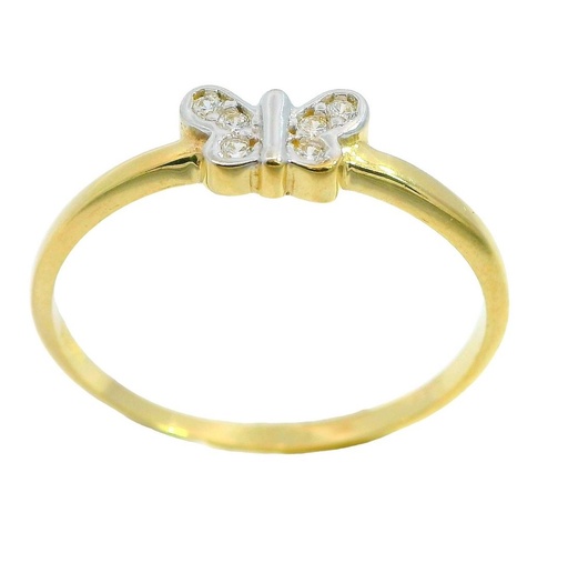 [4520] TWO TONE GOLD BUTTERFLY AND CZ RING.