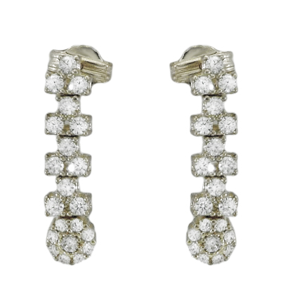 [3781B] PENDIENTES LARGOS ORO BLANCO CON CIRCONITAS.20MM.