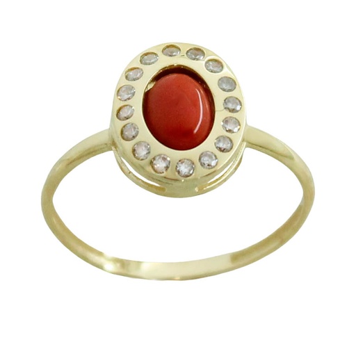 [5796/SC] 8x6MM CORAL REEF COLOR  CABOCHON RING.