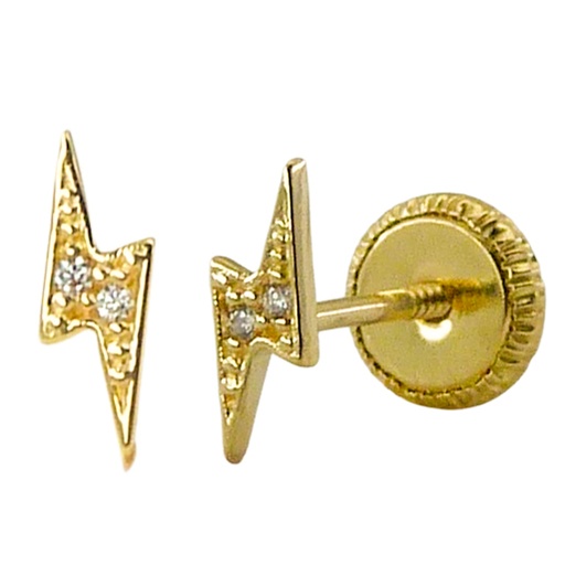 [4958] 7 MM LIGHTNING STUD EARRINGS.SCREW BACK.