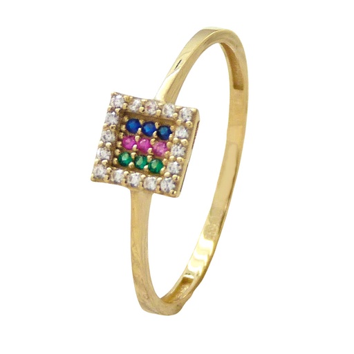[5494] 6x6MM SQUARE COLOR CZ RING.
