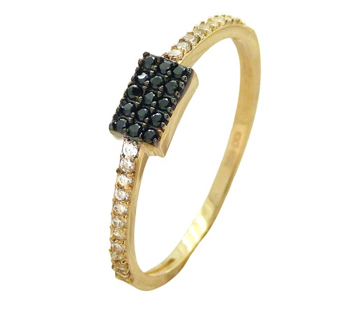 [5493] SORTIJA CIRCONITAS NEGRAS,RECTANGULO DE 6x4MM.