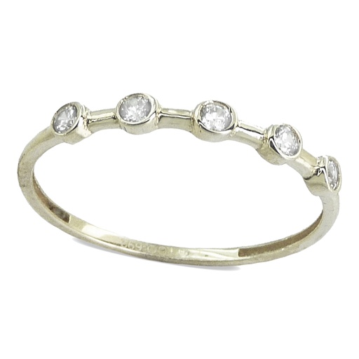 [4024B] SORTIJA ORO BLANCO CON CINCO CIRCONITAS.