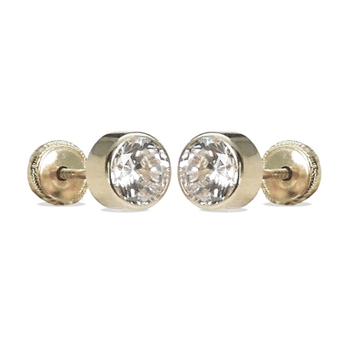 [6185B] PENDIENTES REDONDOS 4MM CIRCONITA.ORO BLANCO