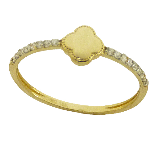 [5335] QUATREFOIL RING WITH CZ.