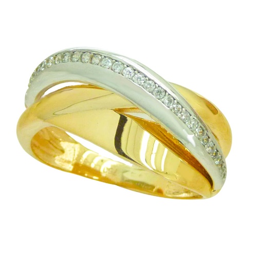 [5198] TWO TONE GOLD RING WITH CZ.