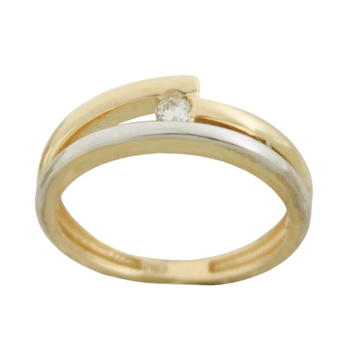[5805] TWO TONE GOLD RING WITH CZ.
