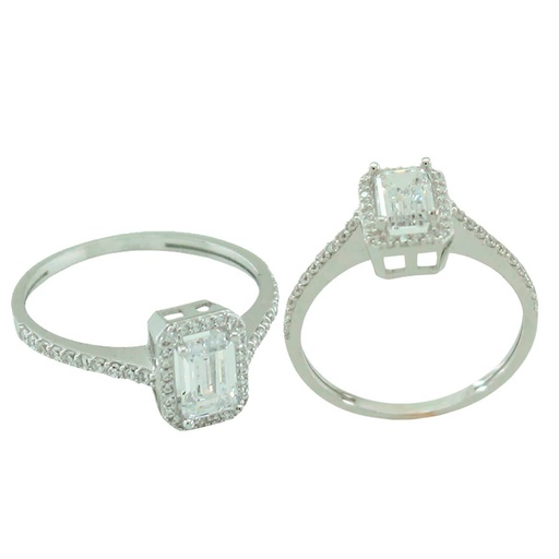 [5746] 6x4MM CZ WHITE GOLD RING.