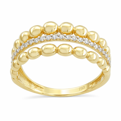 [5764] GOLD BALLS AND CZ RING.