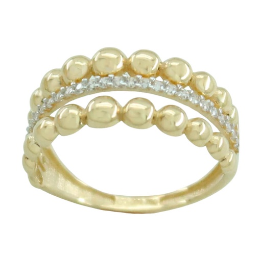 [5764] GOLD BALLS AND CZ RING.