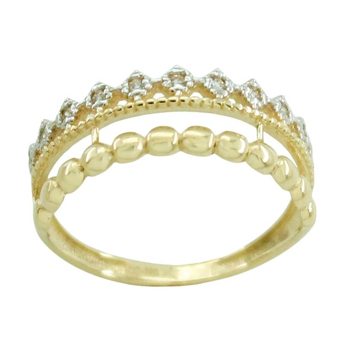 [5765] GOLD BALLS AND CZ RING.