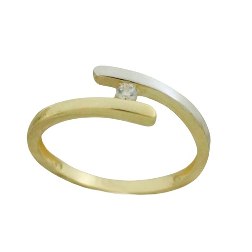 [5807] TWO TONE GOLD RING WITH CZ.
