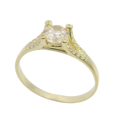 [4405] GOLD AND CZ RING.