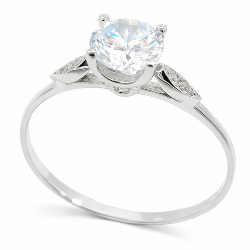 [4408B] WHITE GOLD CZ SOLITAIRE RING.