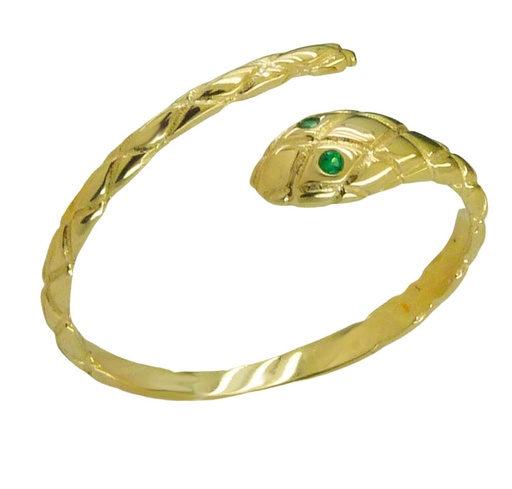 [5205] SORTIJA SERPIENTE CON CIRCONITAS VERDES