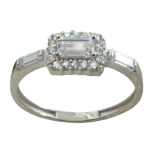 [5098] BAGUETTE CZ WHITE GOLD RING.