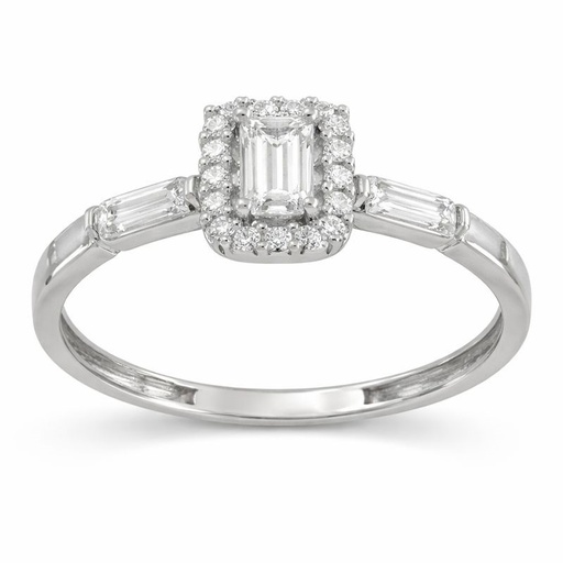 [5829] BAGUETTE CZ WHITE GOLD RING.