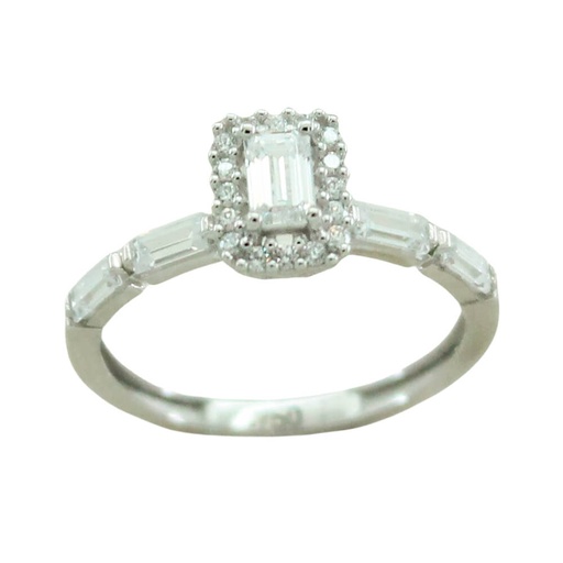 [5829] BAGUETTE CZ WHITE GOLD RING.