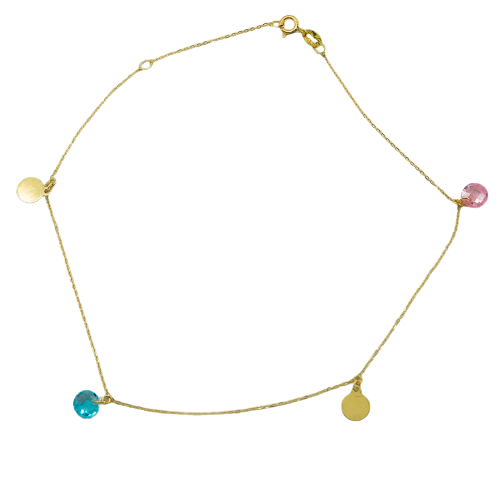 [4602T] BRIOLETTE CZ AND DISCS ANKLET.25CM.