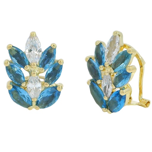 [5902A] PENDIENTES ESPIGA 6x3MM CIRCONITA COLOR AGUAMARINA.