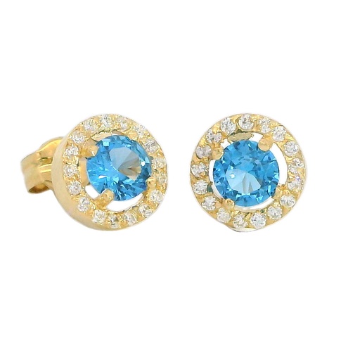 [5905A] PENDIENTES ORLA 7MM CENTRO 4MM PRESION COLOR AGUAMARINA