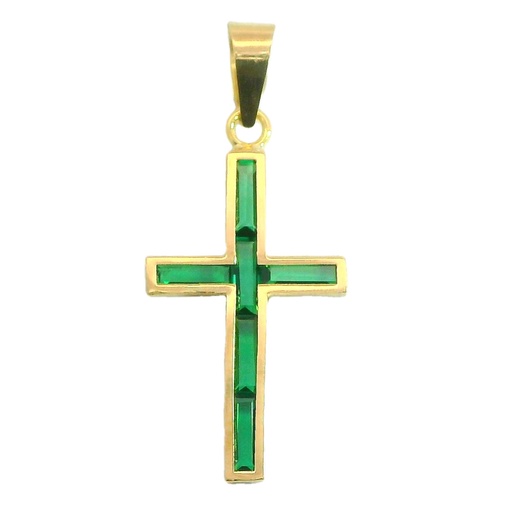 [5909E] CRUZ 6 BARRETA 4x1.5MM COLOR ESMERALDA.19X10MM