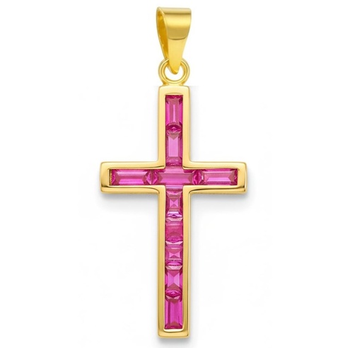 [5909R] CROOS WITH 4x1'5MM  STONES RUBY COLOR