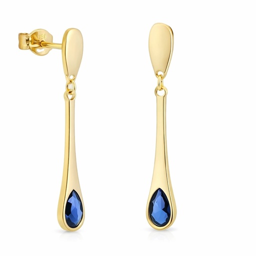 [5911Z] DROP EARRINGS WITH SAPPHIRE COLOR STONE.24MM.