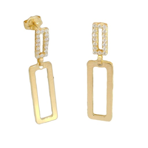 [5919] PENDIENTES DOBLE PIEZA CUADRADO PIEDRAS 30MM PRESION