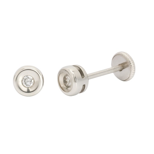 [B4120/0.05B] PENDIENTES CHATON ESTAMPACION ORO BLANCO 4.5MM.BRILLANTES H-SI 1 0.05 CT TW