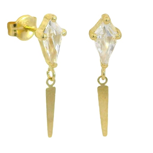[5927CZ] 7x4 MM WHITE KITE CZ EARRINGS.PUSHBACK.