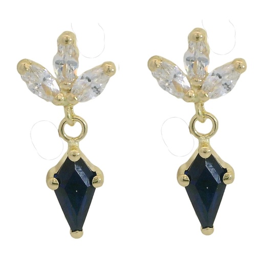 [5931Z] 7x4MM SAPPHIRE COLOR KITE CZ EARRINGS.11MM.