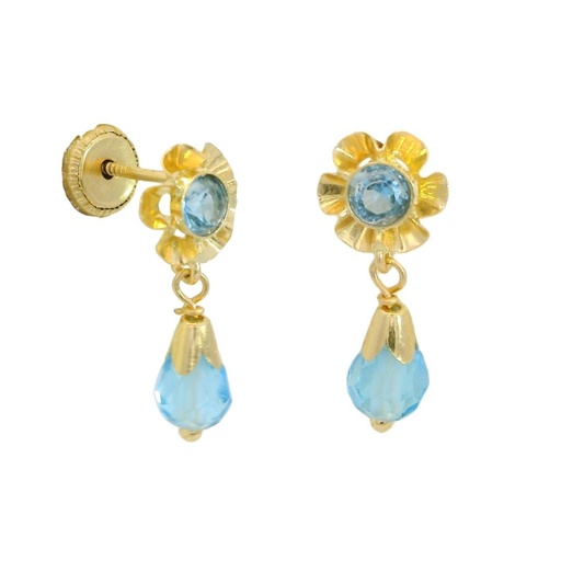 [1516/2A] PENDIENTES ARQUILLO BOLA COLOR  AGUAMARINA. TORNILLO 15MM.