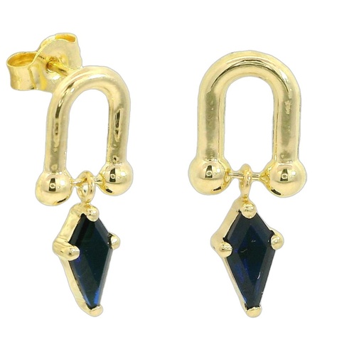 [5942Z] SAPPHIER COLOR STONE "KITE" EARRINGS.11MM.